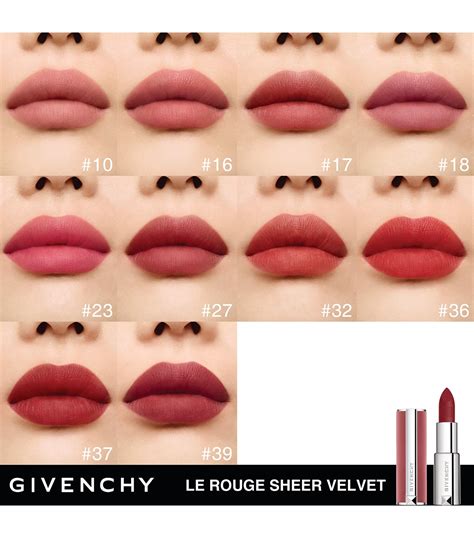 givenchy le rouge sheer velvet matte lipstick swatches|Givenchy le rouge deep velvet.